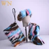 wholesale Lovely Winter Women'S Hats Fake Fur Headband Elastic boots and purse sets