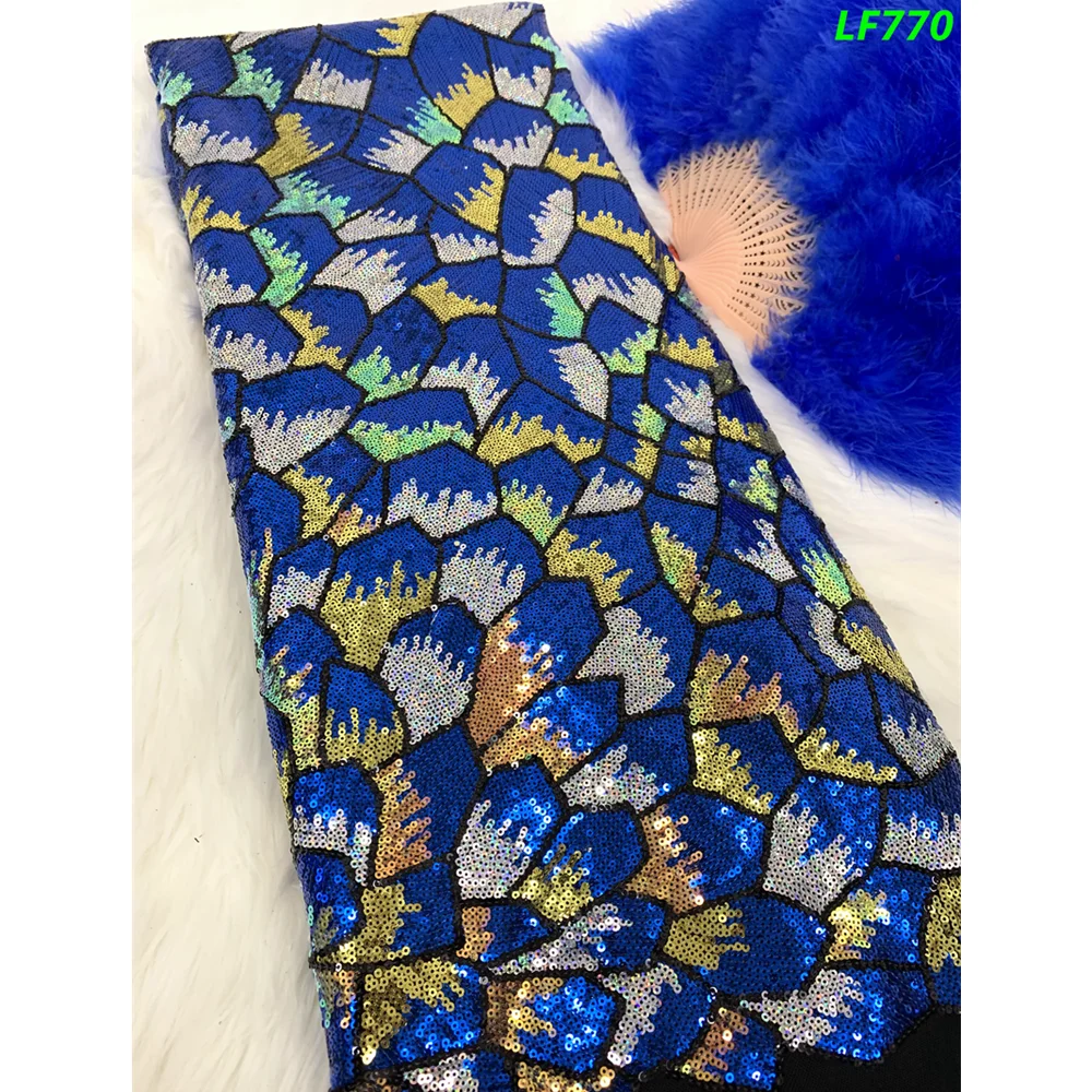 Wedding Fabric With Sequins Multi Color Embroidered Sequin Lace Sequins