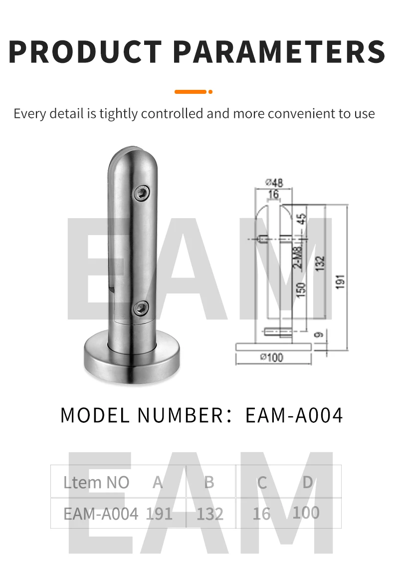 Manufacturers direct stainless steel pool column A004 stainless steel stair handrail accessories