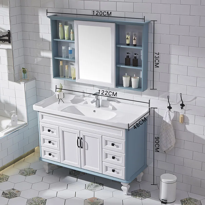 American carbon fiber floor-standing bathroom cabinet bathroom mirror box cabinet sink basin washbasin cabinet combination washs