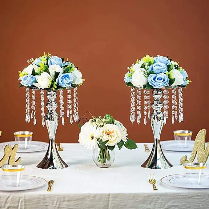 Tall Metal Flower Vase Holders Gold Vases For Centerpieces Crystal