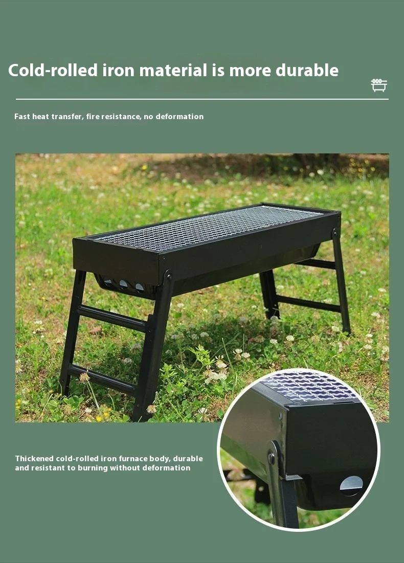 Zibo Stainless Steel Portable Outdoor BBQ Charcoal Grill Small Stove with Smokeless Folding Rack Meat Roaster Oven for Camping