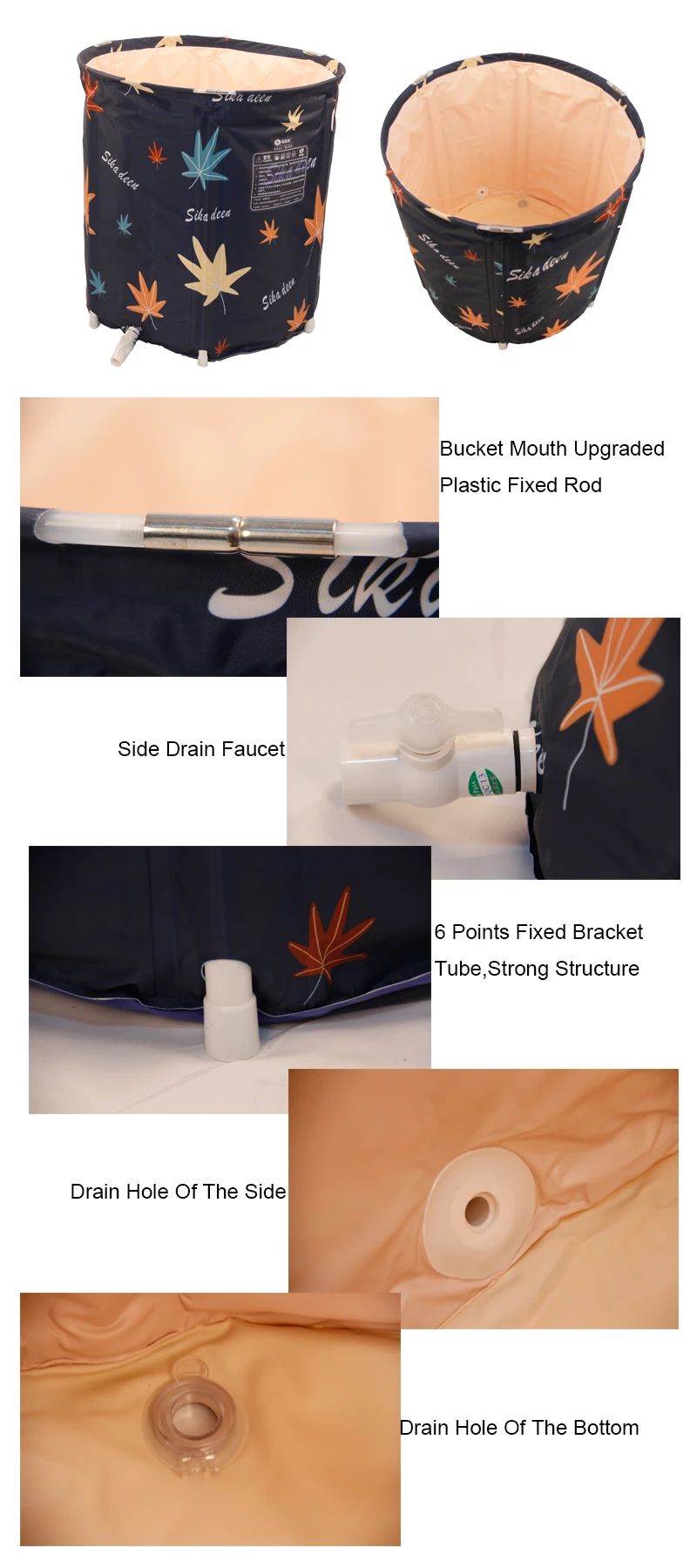 New Design Thicken Nylon PVC Portable Folding Plastic Bathtub For Adult