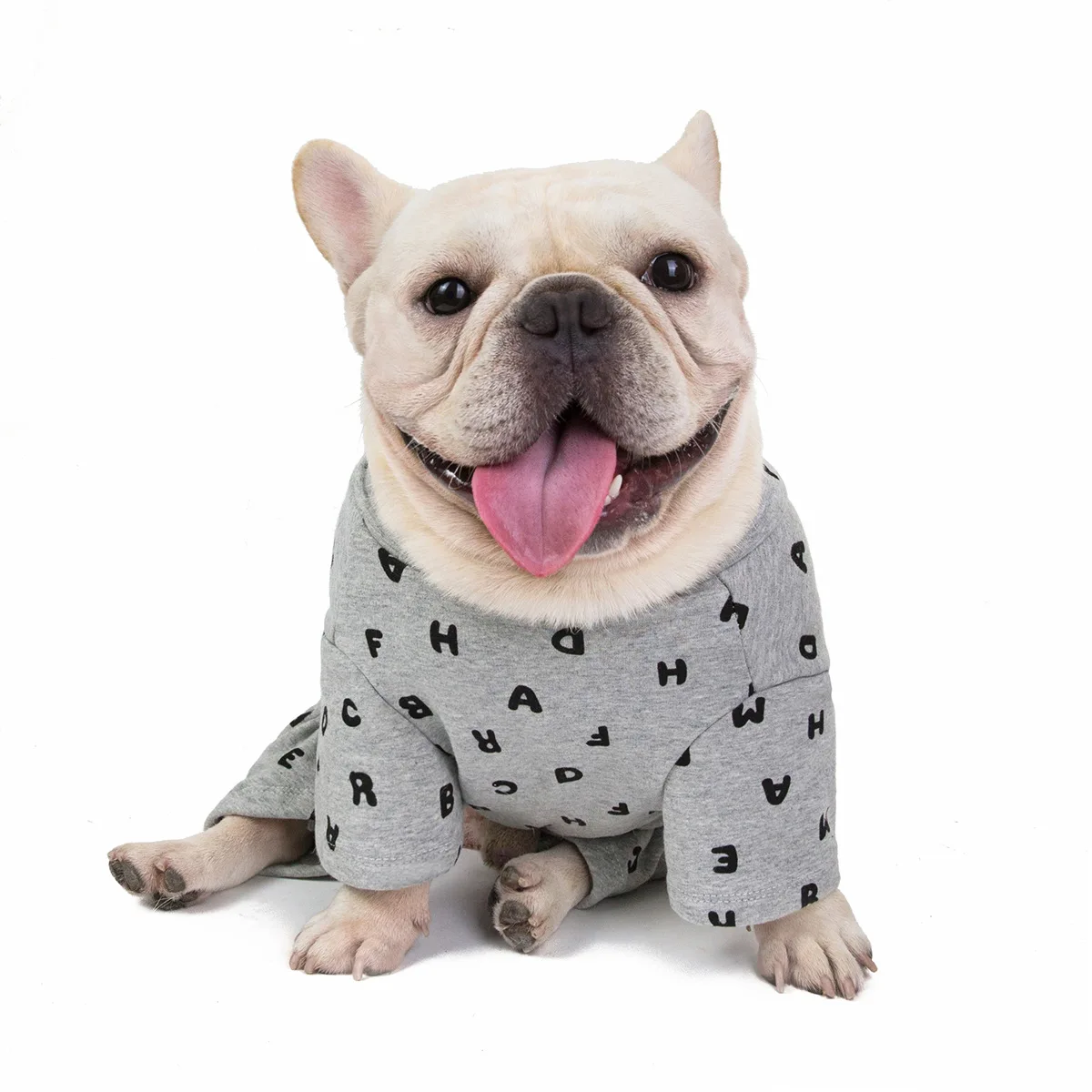 French Bulldog Velvet Pajamas Warmer Soft Letter Pet Clothing Dog ...