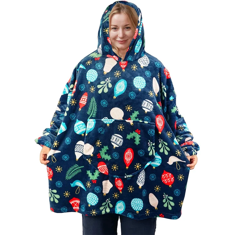 Aoyatex Flannel Fleece Hoodie Blanket Super Soft Hoody Large Front