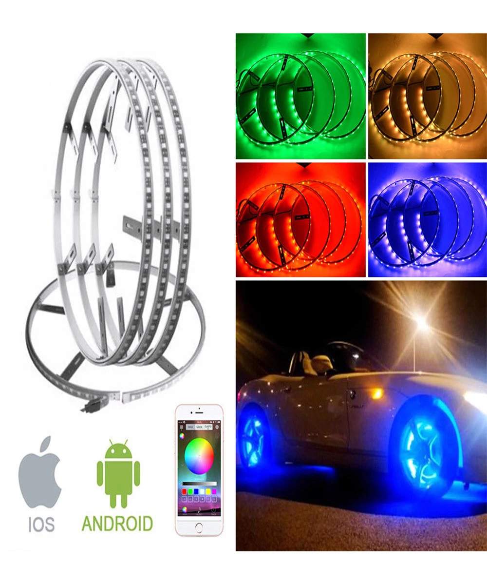 LED Wheel Well Lights RGB Rim Light rings APP kit for car(set of 4)