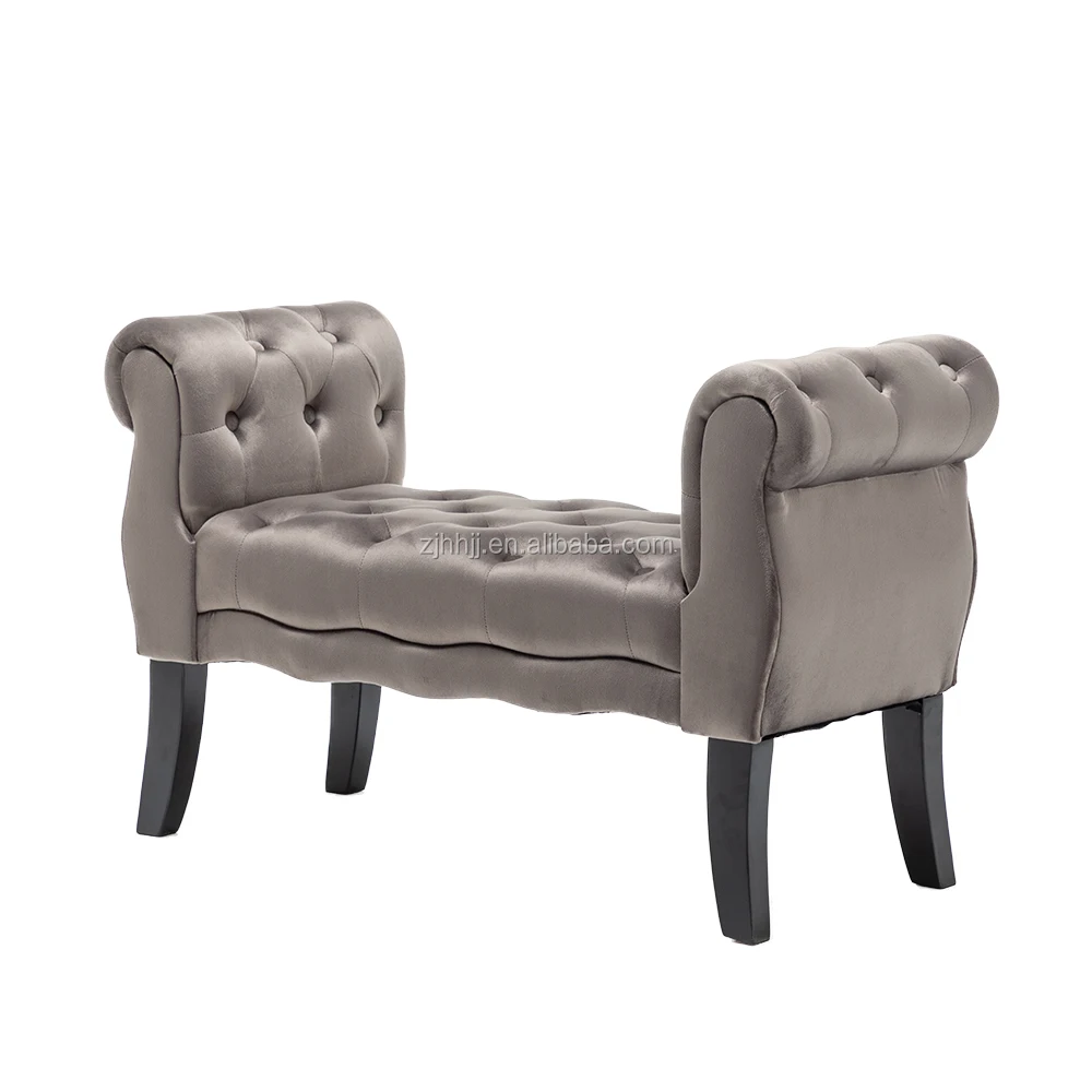 Crushed Velvet Grey Chaise Longue Ottoman Bed End Stool Window Bedside