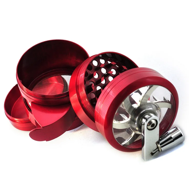 Adjustable Handcranked Herb Grinders With Handle 4 Piece Zinc Alloy