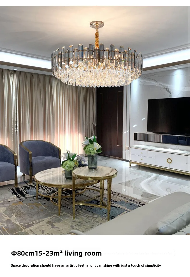 product villa hotel lobby luxurious american style living room postmodern high end light luxury crystal bedroom nordic chandelier-7
