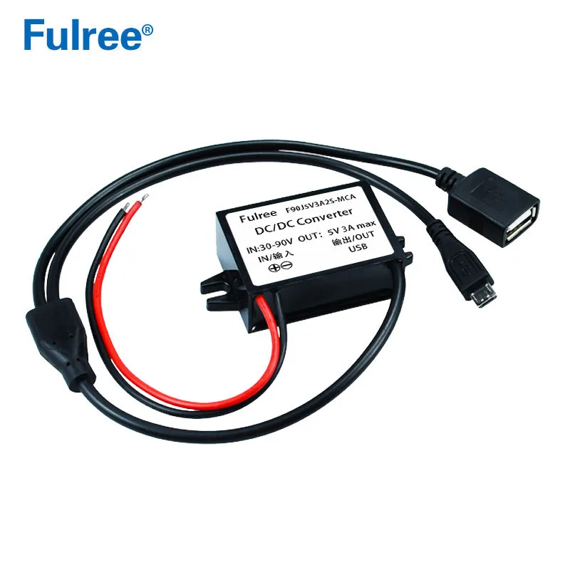 DC 36V 48V 60V 72V (30-90V) to 5V Inverter Converter Micro USB Car Phone Charger Adapter Power Supply for GPS DVR Recorder