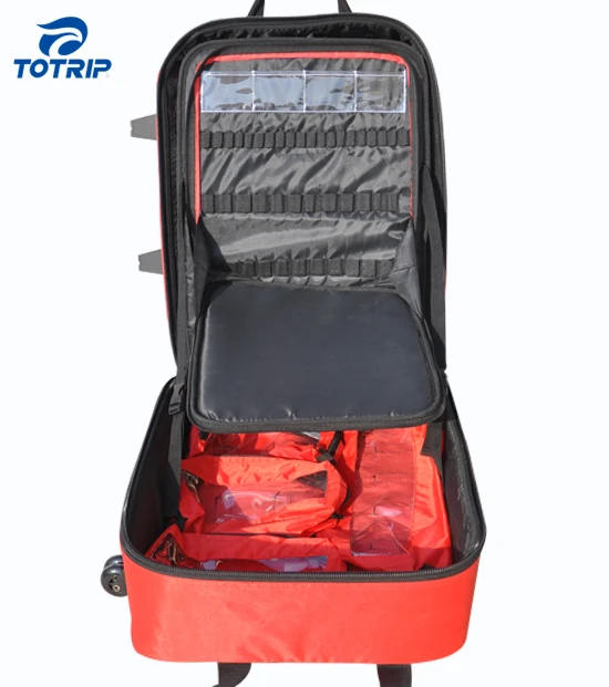 Professional large travel trolley EMT medical kit backpack