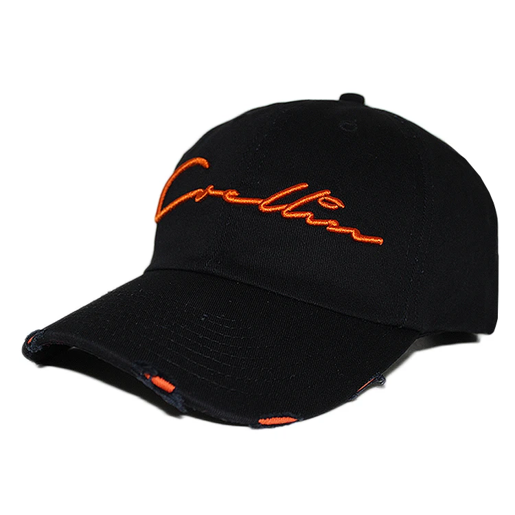 Worn Out Baseball Cap Distressed Dad Hat With Custom Embroidery Logo