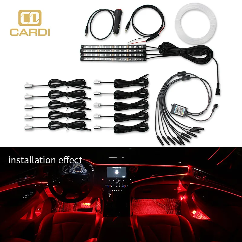 2020 new products portable interior car atmosphere light optical fiber rgbw led inside rgb