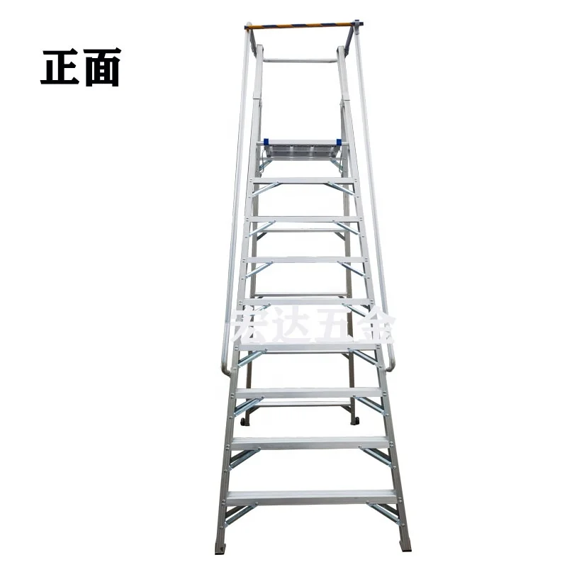 9 Steps Folding Aluminum Stair Work Platform Ladder Portable Stair