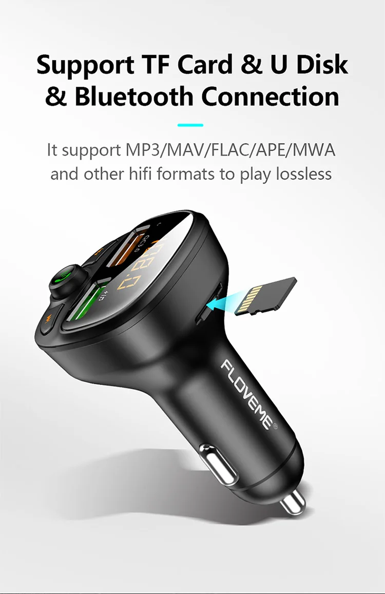 Free Shipping Free Qc3.0 Led Digital Mp3 Player Charger Adapter Fast