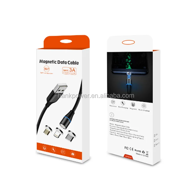 Free Shipping Mobile USB Data Cable 3A Strong Magnetic Fast Charging Data Sync Cable For IOS/Android/USB C - ANKUX.COM