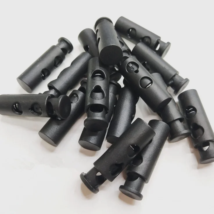 40*12mm Double Hole Rope Buckle Black Cordlock Plastic Stopper Cord