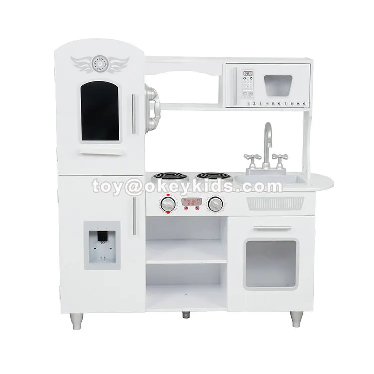 Modern White Wooden Toy Kitchen,Diy Wooden Toy Kitchen For Kids,Pretend Children Wooden Toy