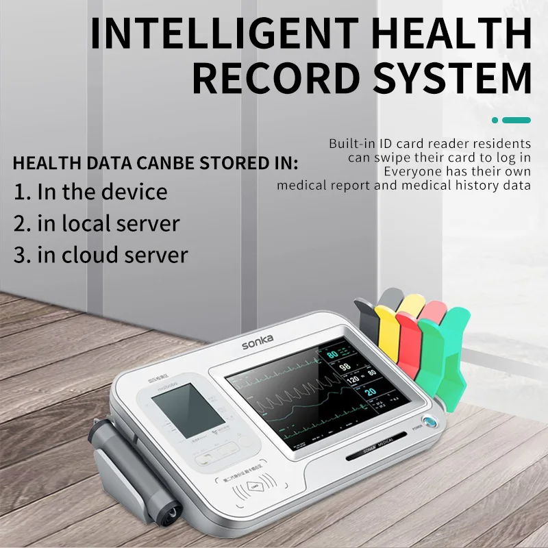 product electrocardiograph machine with trolley hospital computer trolley  medical ecg machine monitor trolley cart with casters-69