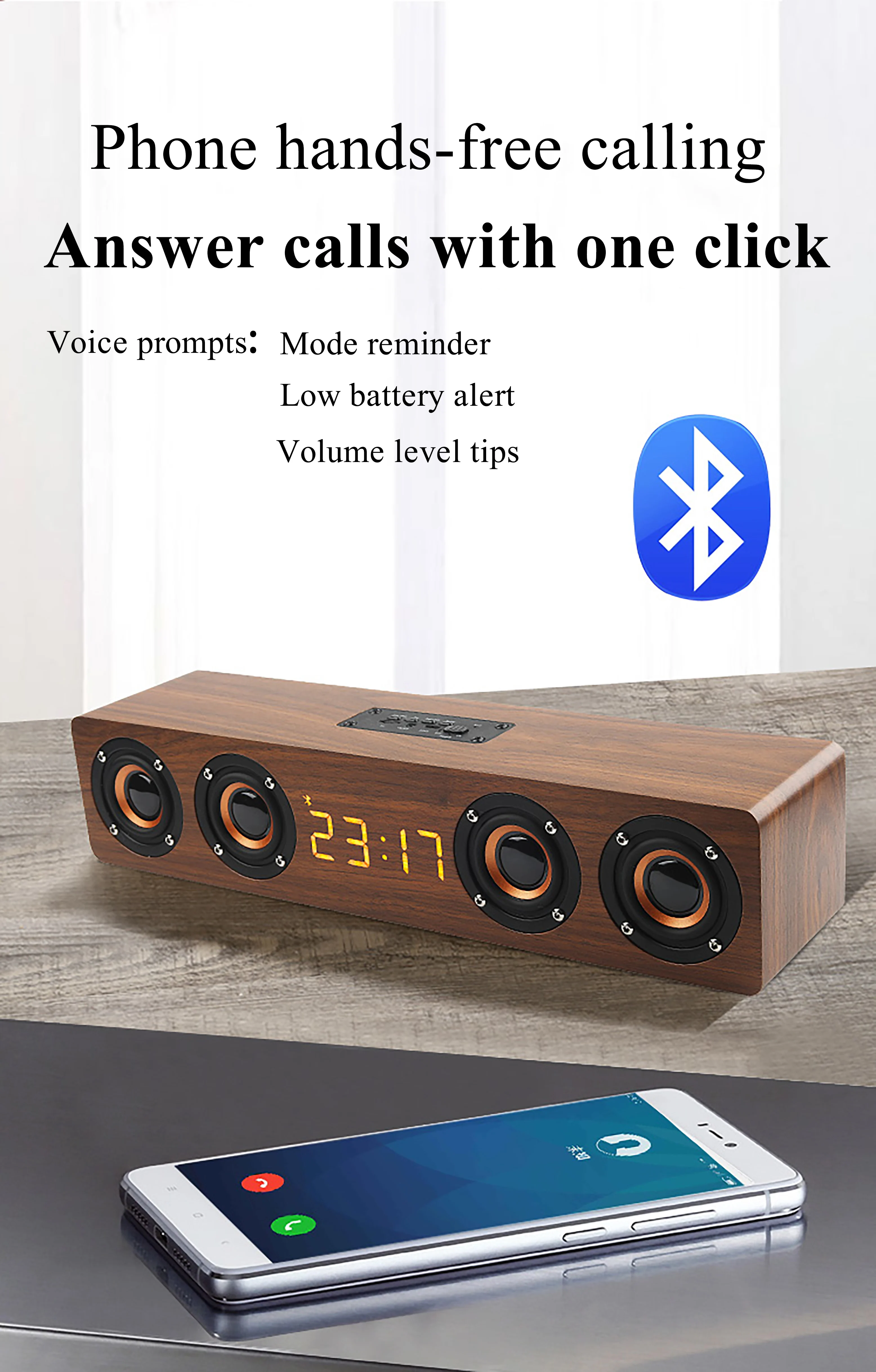 Wood Bluetooth Speaker Retro HIFI 3D Dual Loudspeakers Bluetooth Wireless Speaker With Hands-free Sound Box TF AUX IN - ANKUX.COM