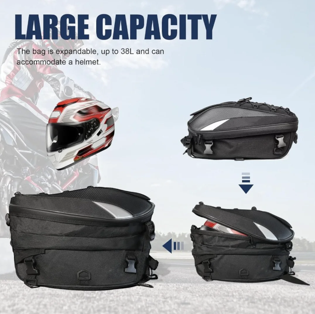 Large Capacity Racing Moto Helmet Backpack & Waterproof Motorcycle Tail ...