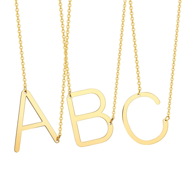 Fashion Necklace Jewelry Stainless Steel Gold Plated 26 Letters Name