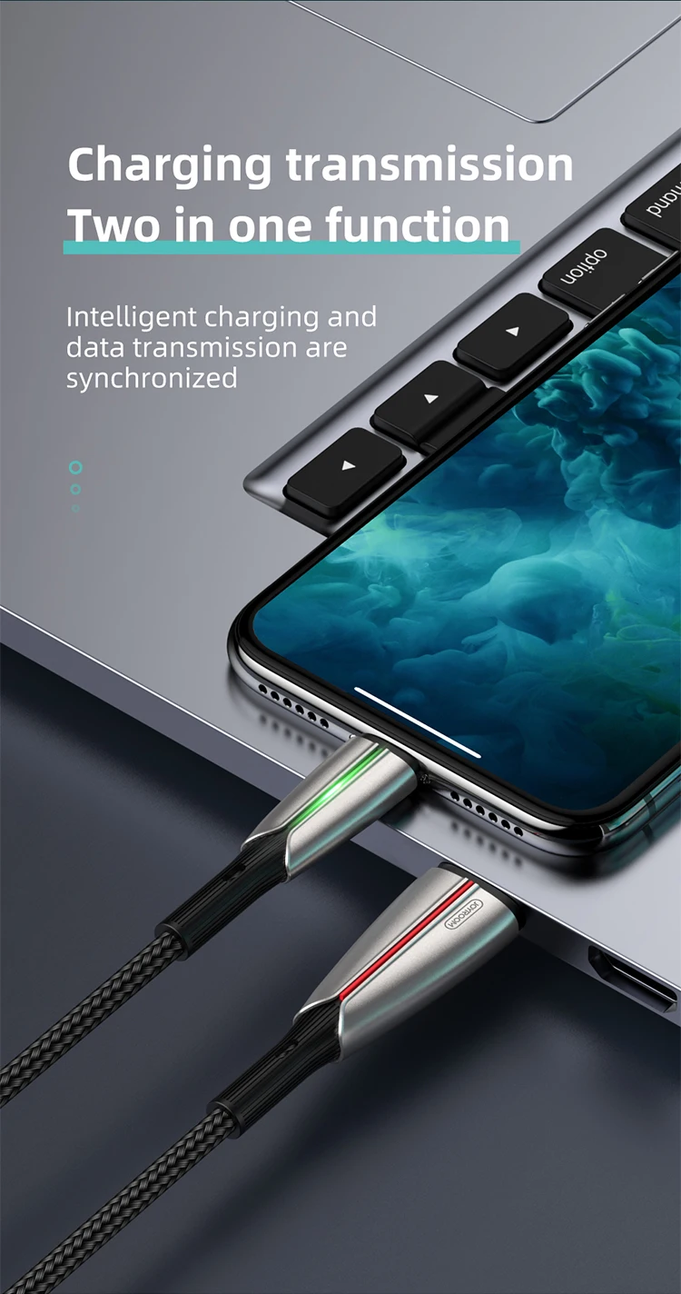 Customized M399 3A Quick Charging data transmission flash light zinc alloy nylon braided USB phone cable - ANKUX.COM