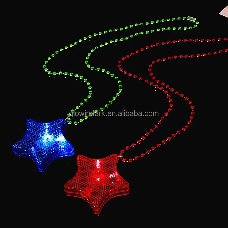 Mardi Gras Beads Led Flashing Necklace Glow In Dark Light Up Shamrock Necklace Maple Leaf Star 