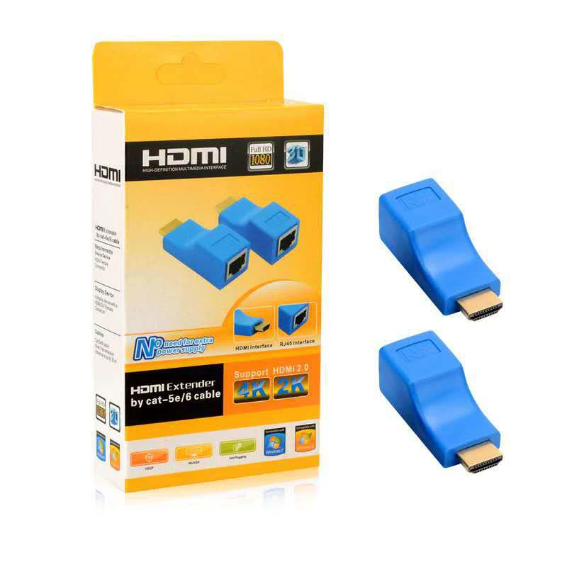 HDTV Extender 4k RJ45 Ports LAN Network HDTV Extension up to 30m Over CAT5e / 6 UTP LAN Ethernet Cable for HDTV HDPC - ANKUX.COM