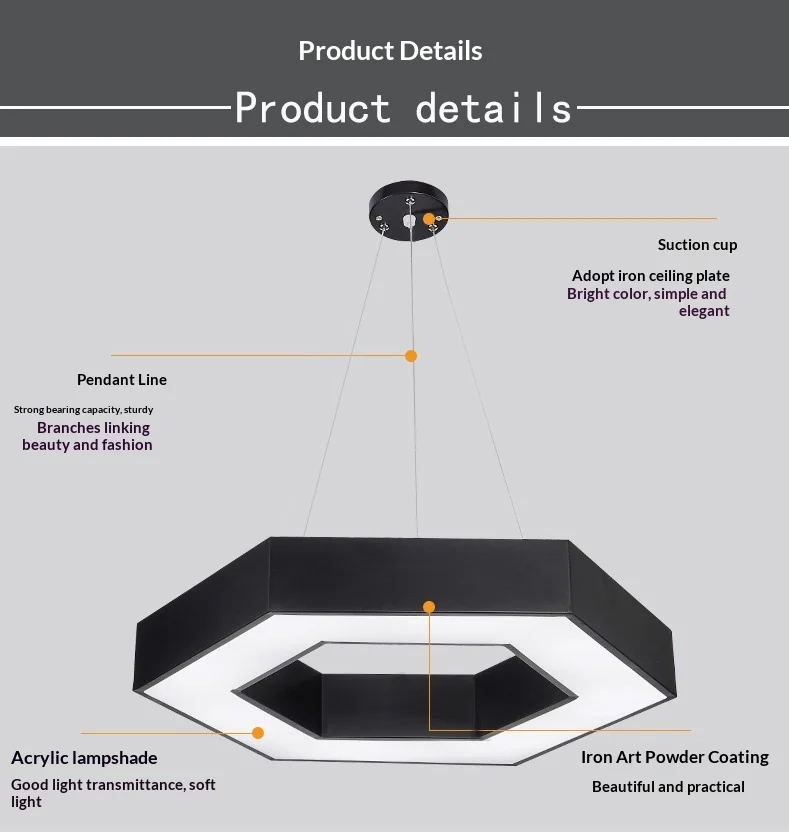 product hexagonal honeycomb pendant light led creative irregular shape office gym mall supermarket lighting fixture-9