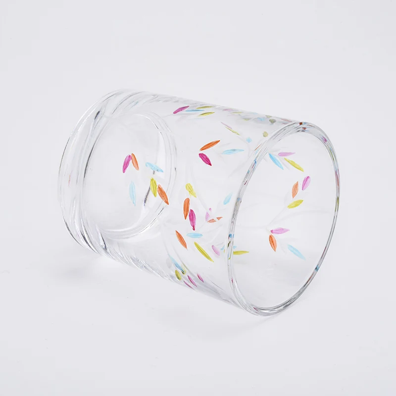 Wholesales 10oz Decal Glass Candle Holders for Soy Wax Home Decor