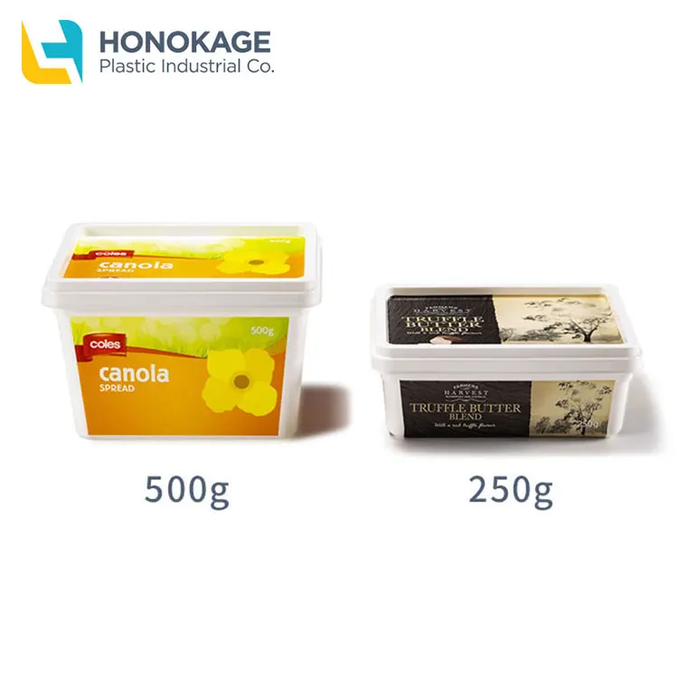 250g Iml Plastic Rectangle Margarine Container Margarine Spread Tub