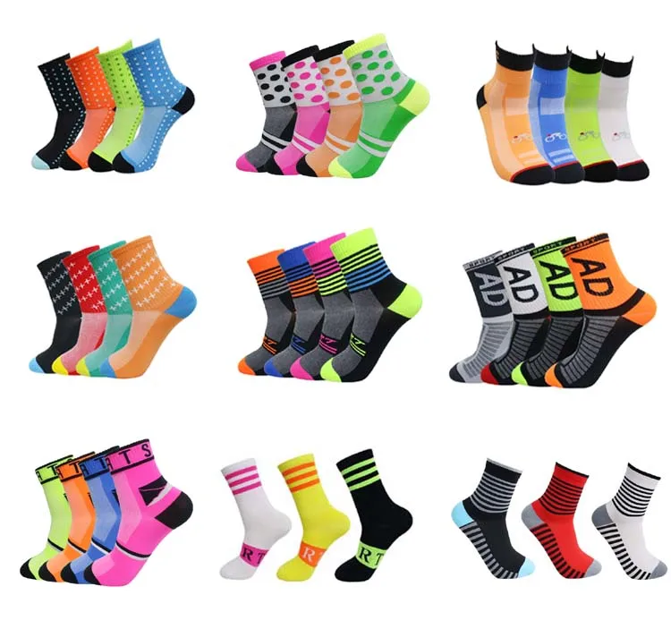 Custom colorful nylon breathable compression running socks for men and women
