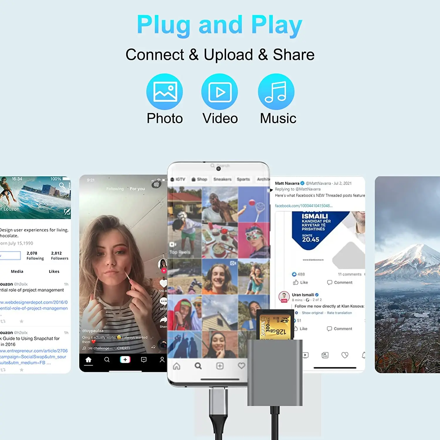 Typec Aluminum Multi 300 Mb/s Usb C Sd 4.0 Memory Uhsii High Speed