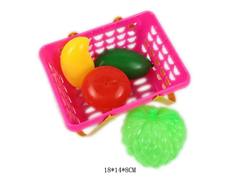 Mini Plastic Fruit Toy Set With Basket / Food Fruits Play Set Toys For