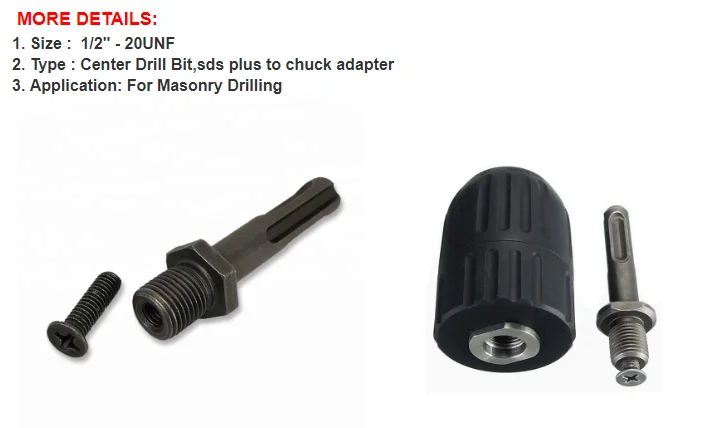 1/2-20UNF SDS Plus Drill Chuck Adapter for Keyless Chuck with SDS Plus Shank factory