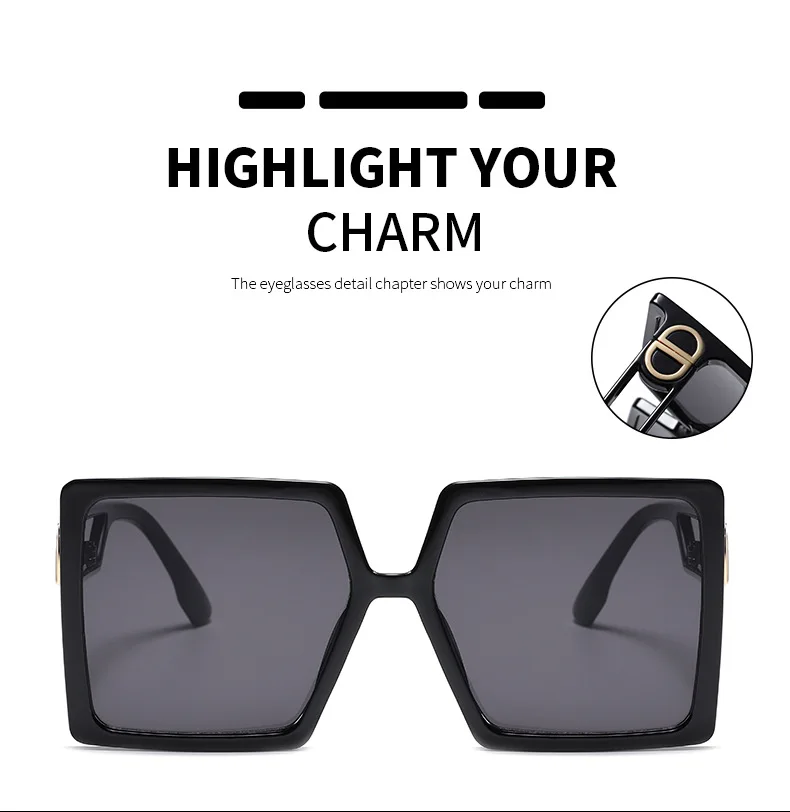 2021 new trendy UV400 polarized oversized square women men shield famous sunglasses