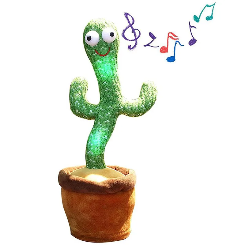DWI Dowellin Hot Sale Dance Musical Cactus Plush Toys Dancing Robot Funny  Toy with Music