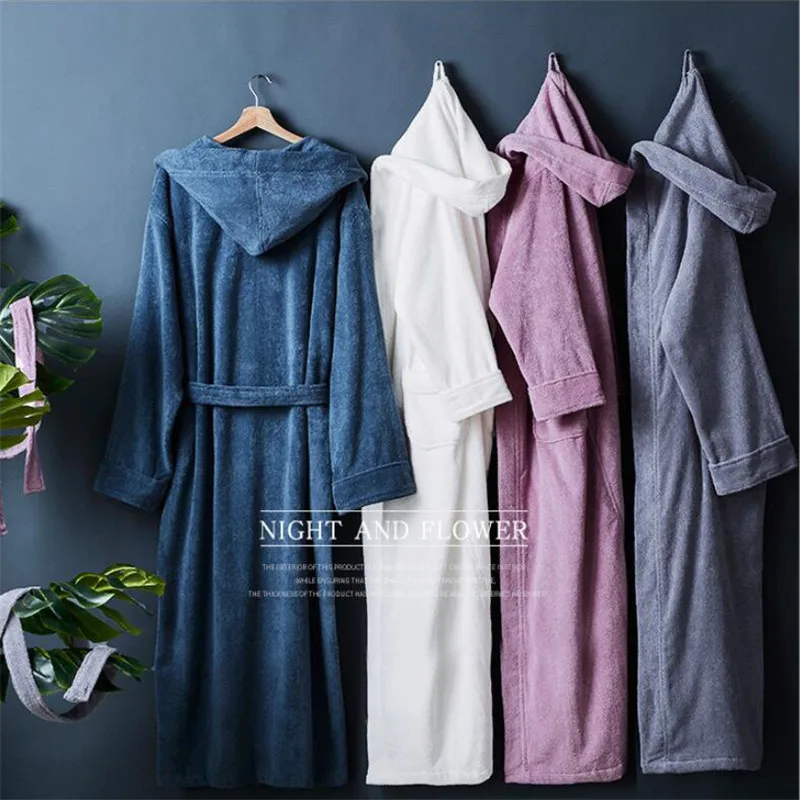 Premium Super Soft Cotton Hotel Bathrobe Combed Terry Cotton Bath Robe Sleepwear Adult Hooded Bathrobe With Hood