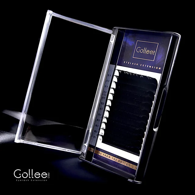 Gollee 0.03。 03 3D 最高個別のボリューム簡単ファン D カール熱結合したバナナプレミアムミンクの毛皮まつげ着色ラッシュ延長