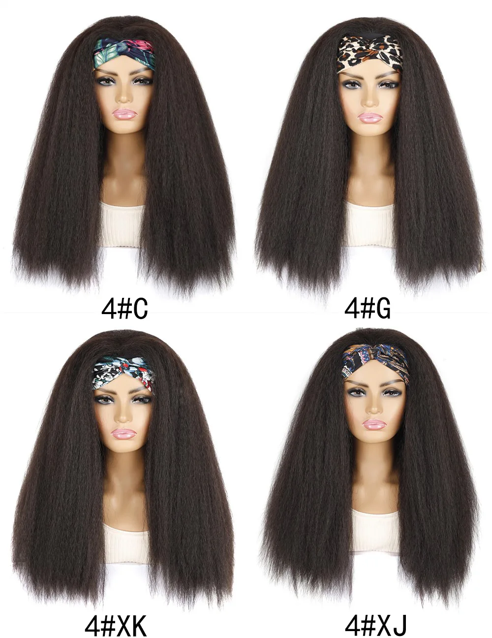 Women's Cornrow Puff Afro Turban Wig with Silk Headband - Synthetic ...