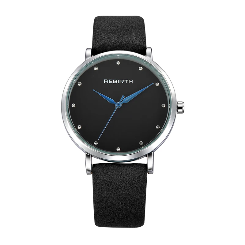 REBIRTH RE057B Women Quartz Watch Strap Leather Watches Simple Analog Display Wrist Watch