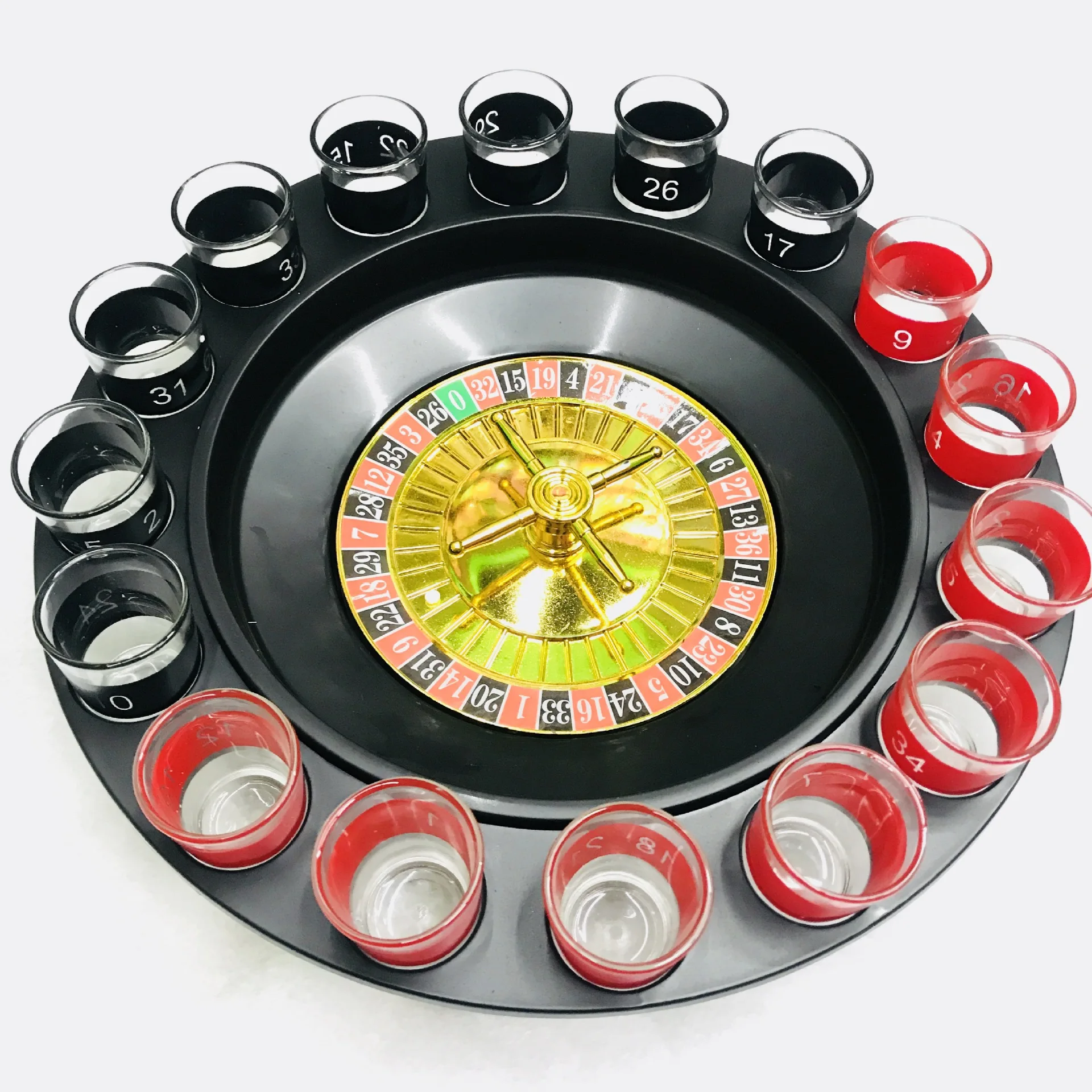 Casino Party Glasses Game Spin & Shot Roulette Wheel Drinking Set for Adults 