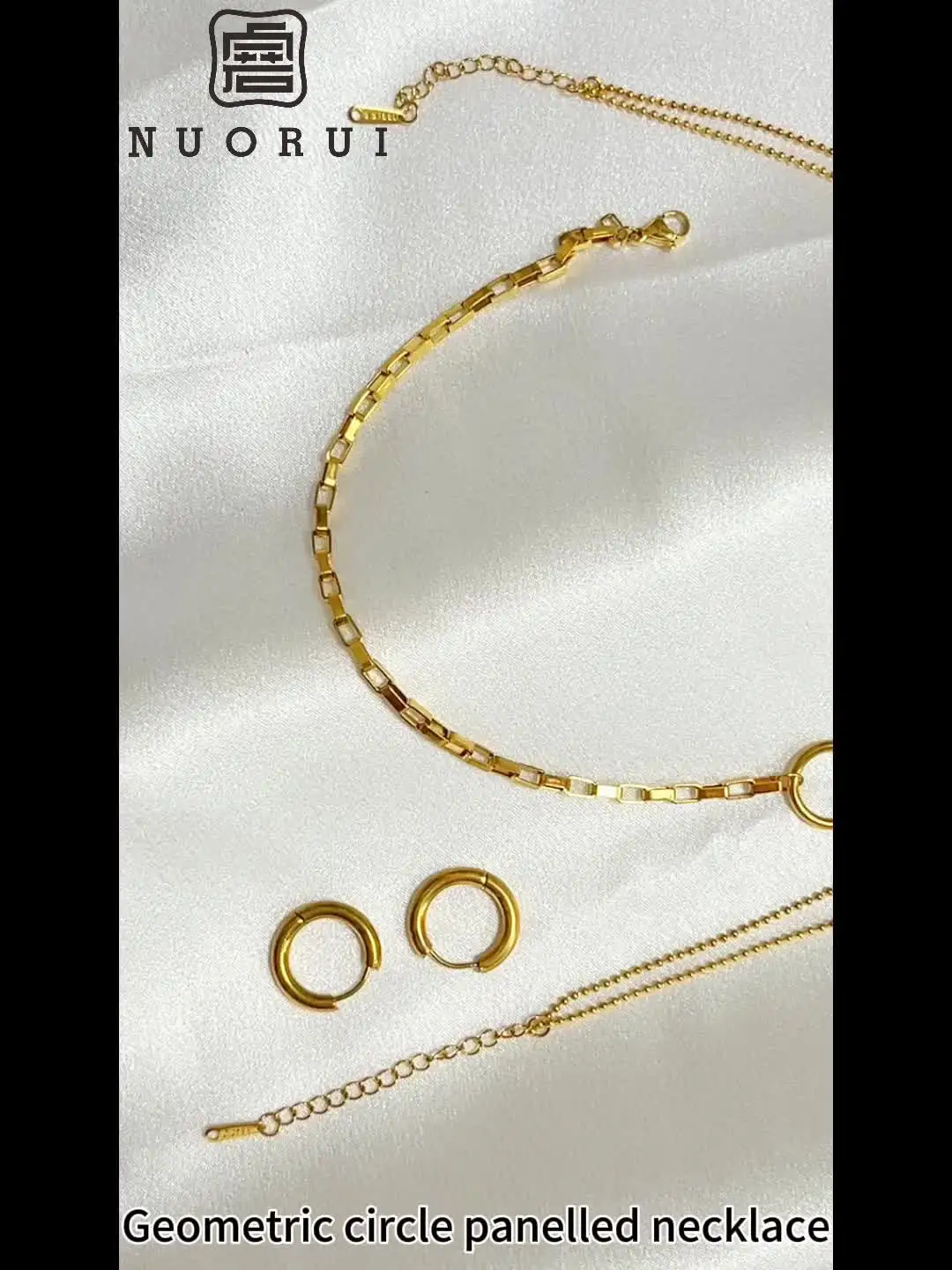 Minimalist 18K Gold Electroplated Jewelry Set – Irregular Shape Necklace & Earrings
