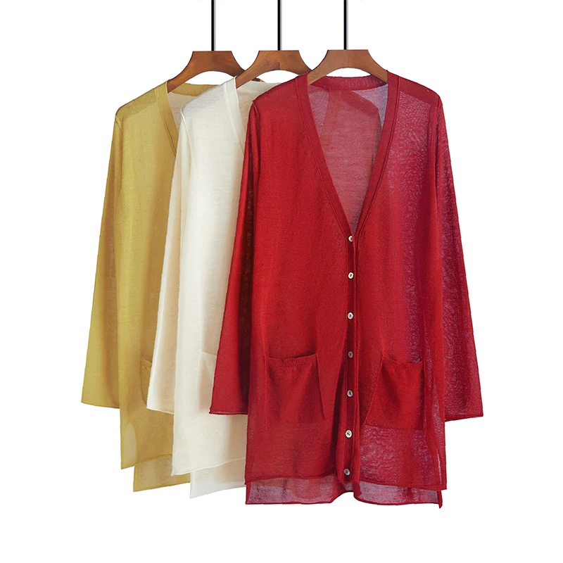 2019 Nuevo Diseño De Punto Cardigan Primavera Verano Delgada Capa Bolsillos Suéter De Las Abrigos - Buy Cárdigan De Playa Product on