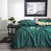 Luxury 60s tribute silk long staple cotton solid color duplex blackish green bedding sets