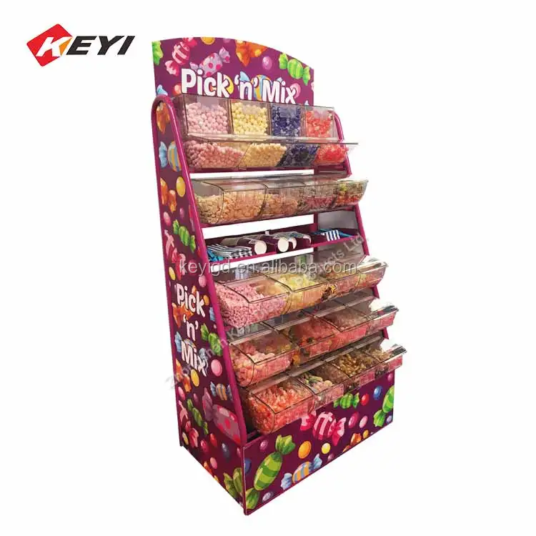 Custom Supermarket 4 Layers Loose Candy Rack Display / Candy Store