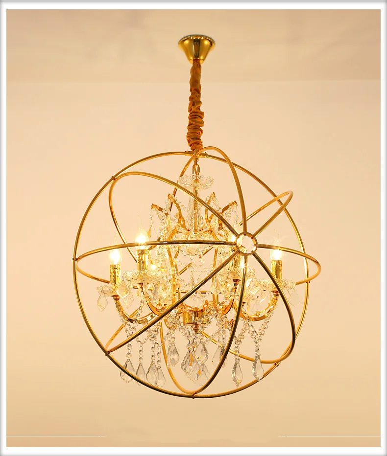 高品质新设计北欧现代吊灯圆形金色蜡烛吊灯客厅