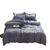 wholesale winter flannel fleece velvet mink duvet covers bed sheet bedding sets with embroidery famous branded name