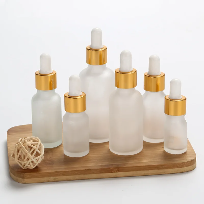 Multi -specification transparent frosted  essential oil glass bottle spray any color with Plastic dropper or uv dropper details